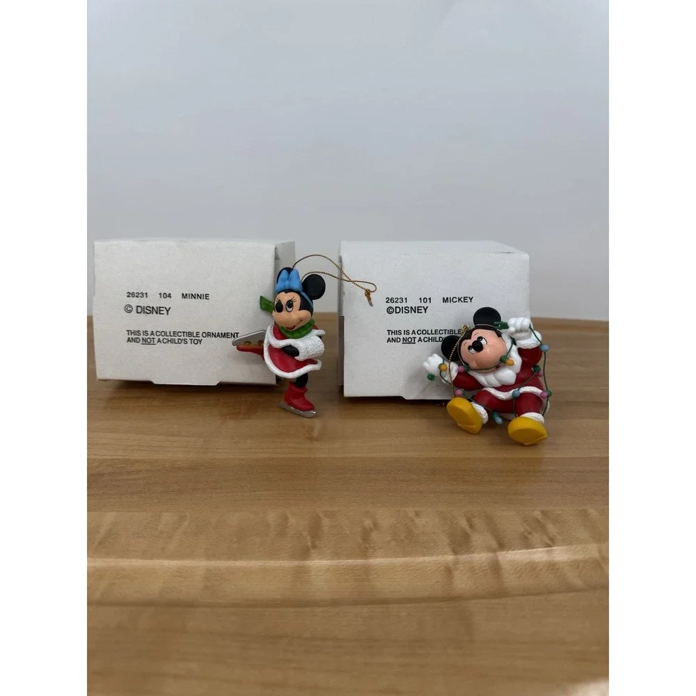 (2) Disney's‎ Christmas Magic Ornaments Made by Grolier Mickey And Minnie